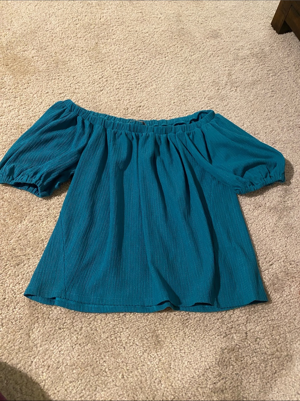 Anthropologie Off-Shoulder Teal Peasant Blouse